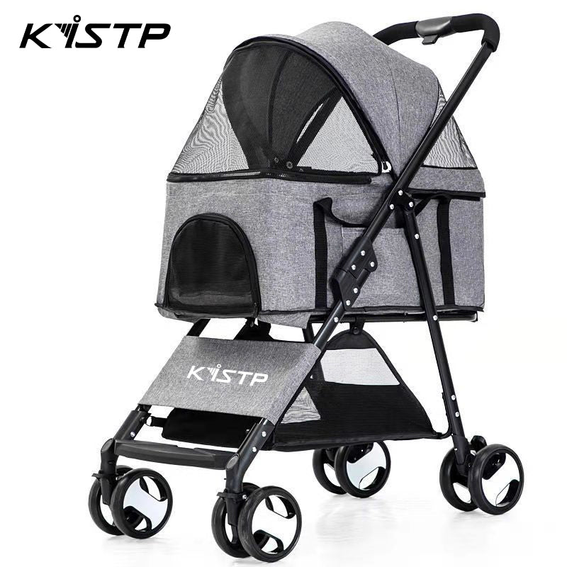 KiSTP folding trolley pet trolley cat dog universal lightweight trolley outdoor travel pet supplies