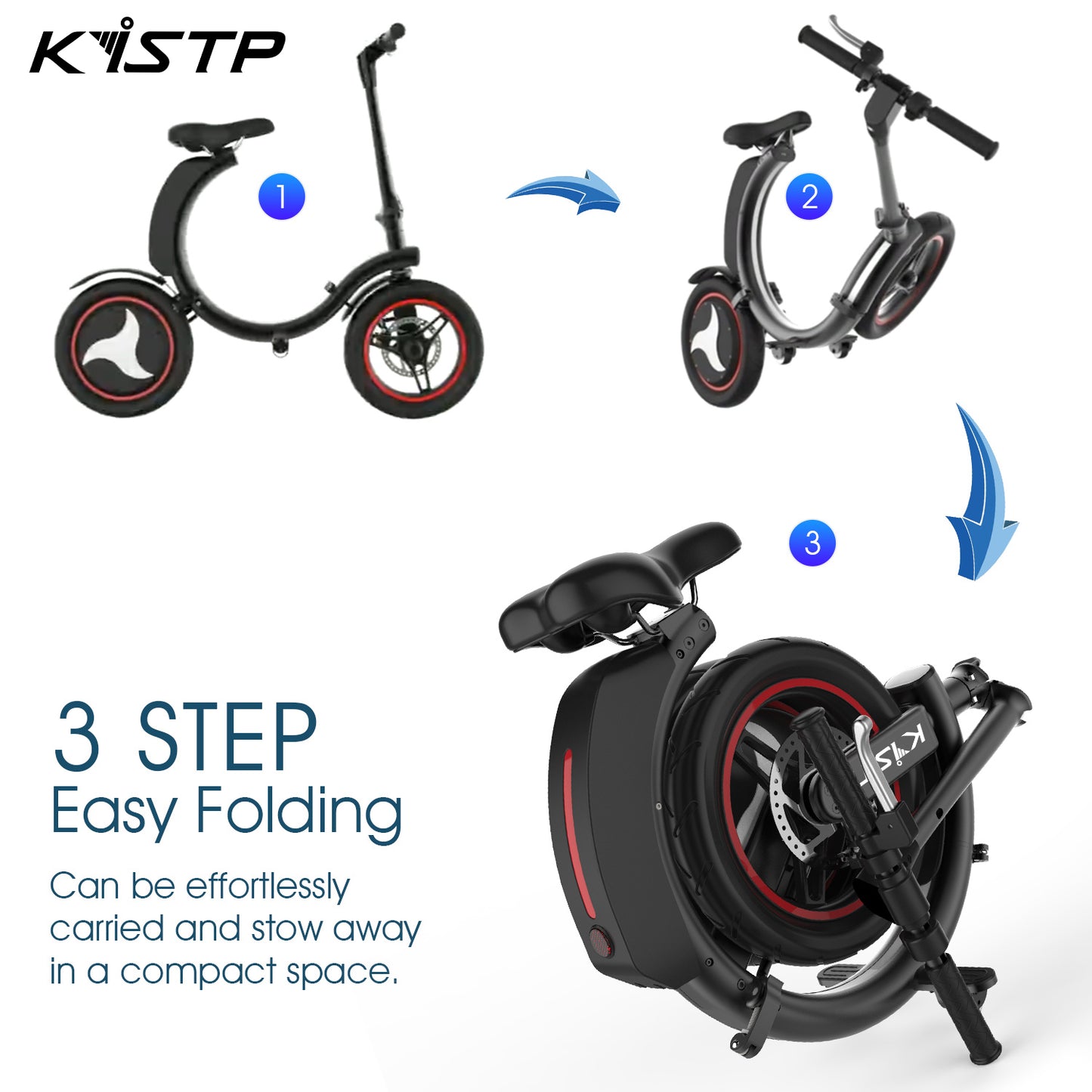 KiSTP foldable Electric Bike Powerful eBike For Adults And Kids - KiSTP C2