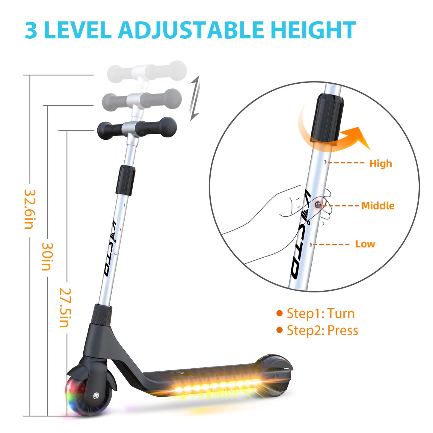 KiSTP adjustable Handlebar Electric Scooter For Boys And Girls