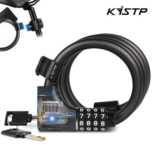 KiSTP 4 Numbers Combo Cable Lock With Key For Bicycle And Scooter,Anti-theft devices for vehicles