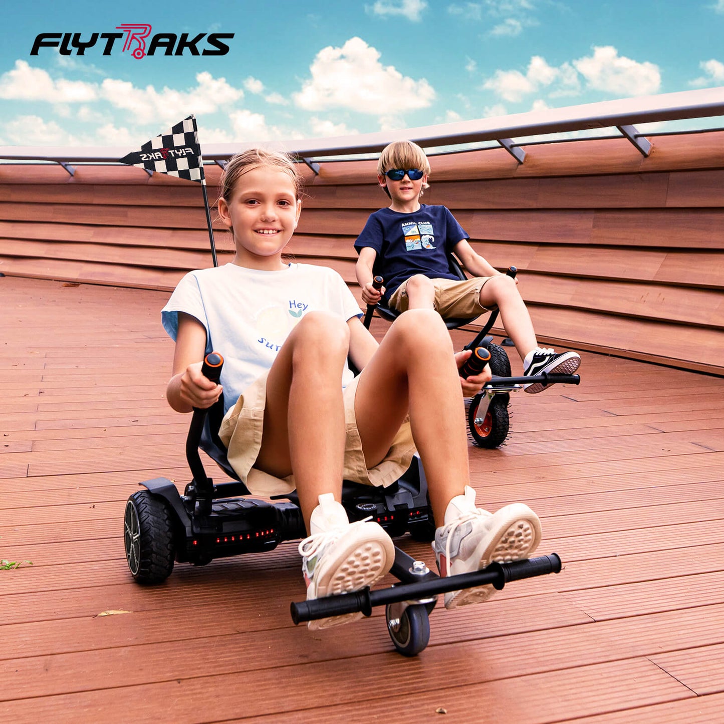 Flytraks Hoverboard Seat Attachment K1, Hover Board Accessory Go Kart with Adjustable Frame Length Compatible with 6.5'' 8'' 10'' Hoverboard,